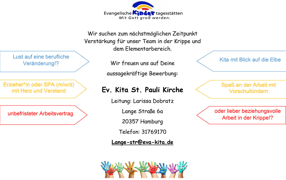 Ausschreibung ev. Kita St. Pauli Kirche Ausschreibung ev. Kita St. Pauli Kirche